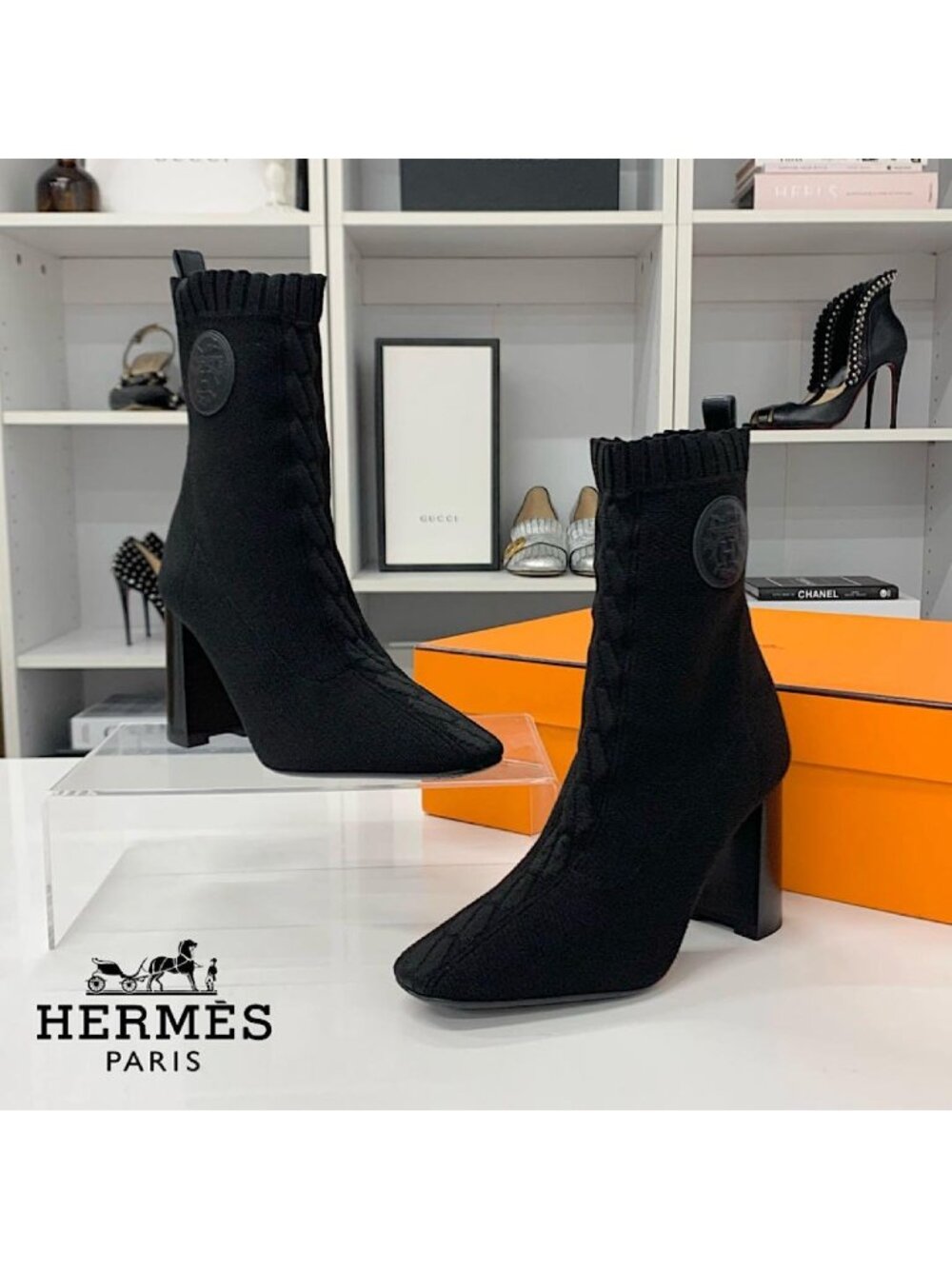 Hermes Volver 90 Knit Leather Ex-Libris Short
